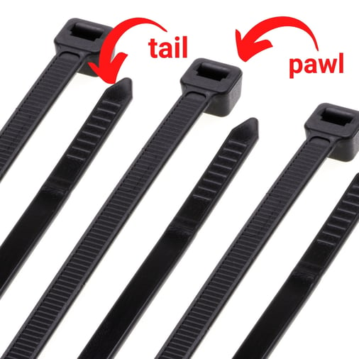 cable tie diagram of pawl and tail